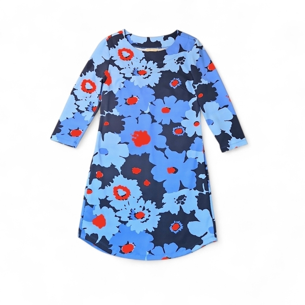 Mahi Gold Chatham Cloth Bold Bouquet Poppy Shift Dress 3/4 Sleeve Floral Size XS - Picture 7 of 8